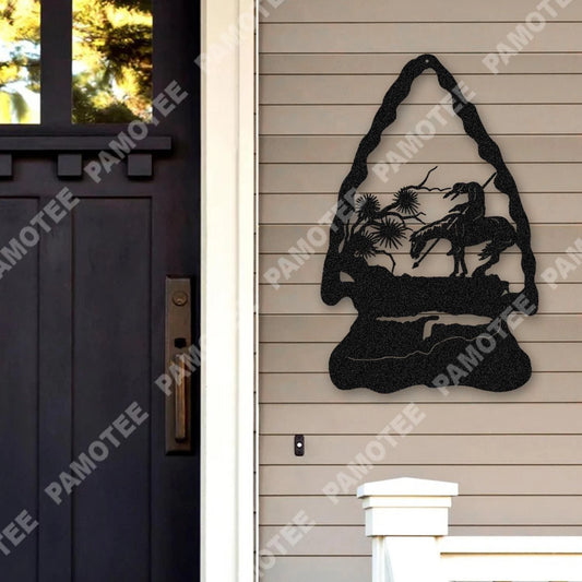 End Of The Trail Arrowhead American Native Metal Art, Home Steel Decor Monogram, Metal Laser Cut Metal Signs Custom Gift Ideas - 8 inches - metal sign