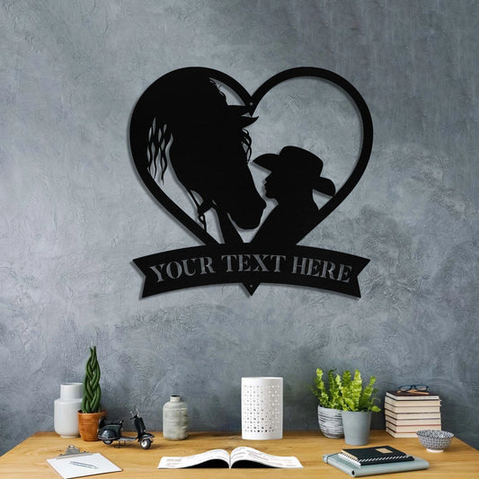 Personalized Metal Horse Girl Sign Monogram, Farmhouse, Ranch Wall Decor Art Gift, Metal Laser Cut Metal Signs Custom Gift Ideas - 8 inches - metal sign