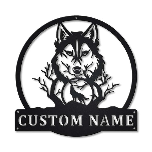 Personalized Wolf Monogram Metal Sign Art, Custom Wolf Monogram Metal Sign, Wolf Monogram Gifts Funny - metal sign