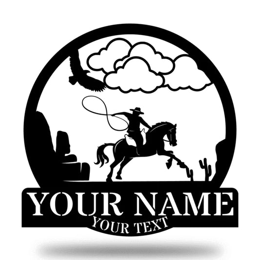 Personalized Cowboy Sign Customized Metal Signs, Custom Metal Sign, Custom Signs, Metal Sign, Metal Laser - metal sign