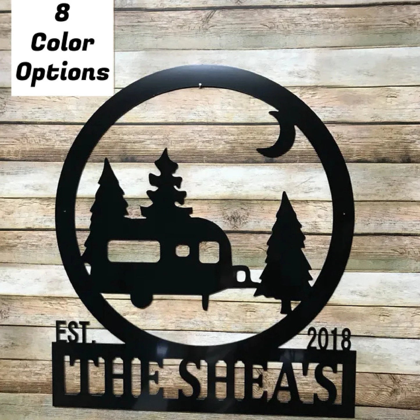 Campsite Family Name Decor Established Date Camper Decor Sign Campground Father's Day Gift Birthday Anniversary Outdoor Decor