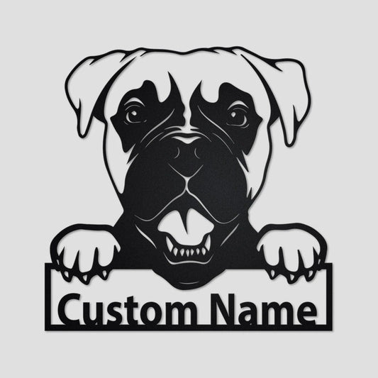 Personalized Custom Boxer Dog Metal Sign for Dog Lover Custom Name - 8 inches - metal sign
