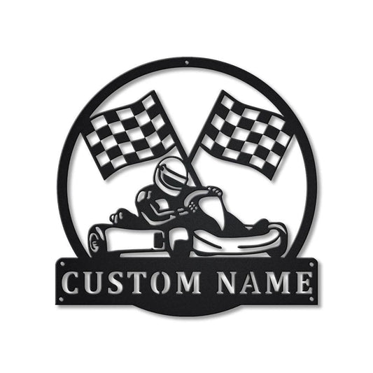 Personalized Go Kart Racing Monogram Metal Sign Art, Custom Go Kart Racing Metal Sign, Hobbie Gifts - metal sign