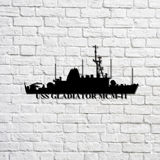Uss Gladiator Mcm11 Navy Ship Metal Sign, Memory Wall Metal Sign Gift For Navy Veteran, Navy Ships - metal sign