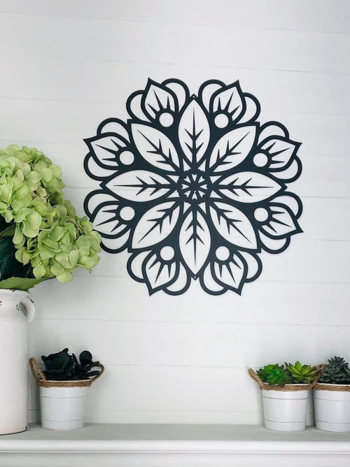 Mandala Flower Metal Art Unique Metal Flower Indoor Mandala Outdoor Garden Patio Artisan Metal Wall Decor