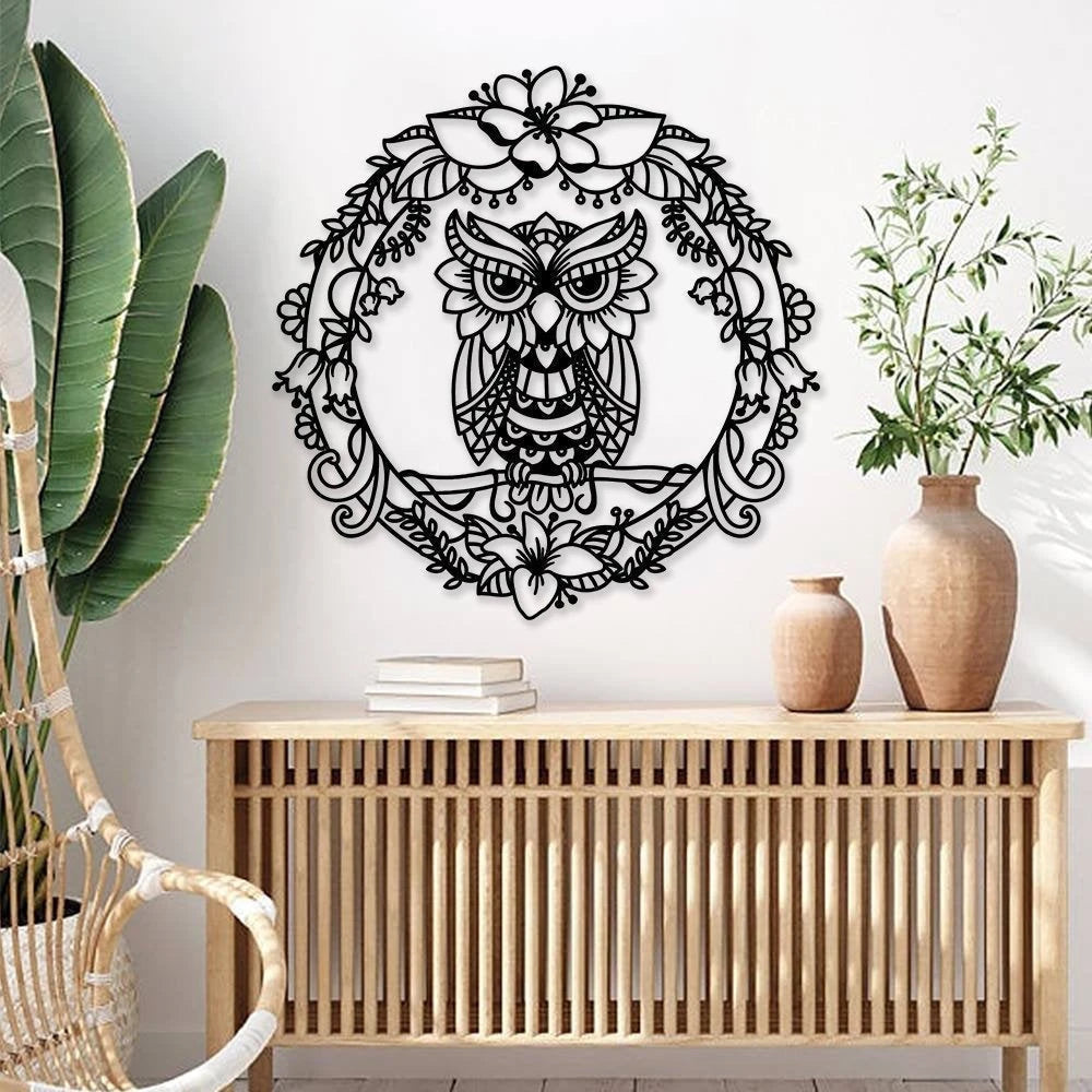 Floral Owl Sign For Home Owl Signs Mandala Owl Metal Sign Housewarming Gift House Decor Sign For Home