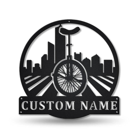 Personalized Unicycling Monogram Metal Sign Art, Custom Unicycling Metal Sign, Hobbie Gifts, Sport Gift - metal sign