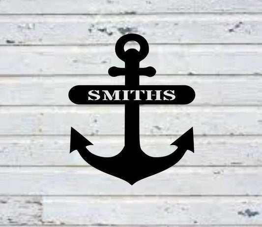 Metal Anchor Sign Custom Metal Last Name Sign - 8 inches - metal sign