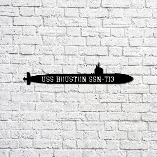 Uss Houston Ssn713 Navy Ship Metal Sign, Memory Wall Metal Sign Gift For Navy Veteran, Navy Ships - metal sign
