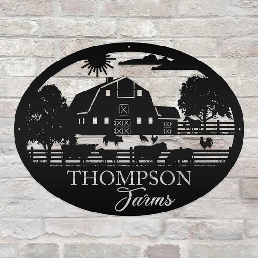 Personalized Metal Farm Sign, Farm Animals, Ranch Sign, Barn Sign, Farmhouse Decor, Family Name Sign - metal sign
