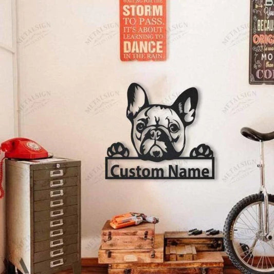 French Bulldog Personalized Metal Wall Decor, Cut Metal Sign, Metal Wall Art, Metal House Sign Laser Cut Metal Signs Custom Gift Ideas - 8 inches - metal sign
