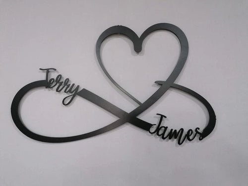 Metal Heart and Infinity Wall Art Customized Names and Date Sign Custom ation Wedding New Home and Housewarming Gift
