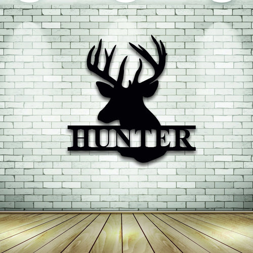 Deer Last Name Sign Metal Deer Sign Antler Wall Sign Hunting Present Man Gift Deer Family Name Sign Hunter Christmas Gift Camp Sign