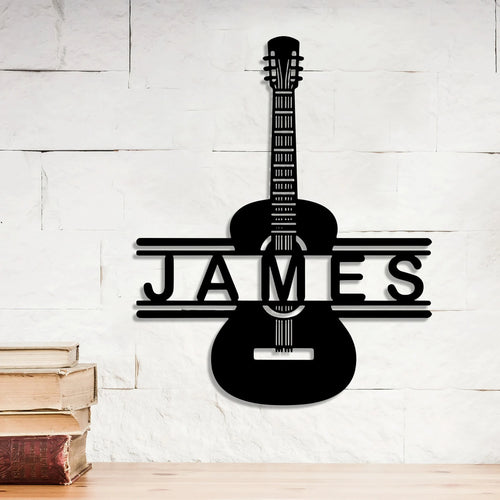 Guitar Classic Personalized Metal Wall Decor, Custom Metal Sign, Guitar Decor, Custom Guitar Decoration, Music Room Sign, Music Lover's Gift Laser Cut Metal Signs Custom Gift Ideas