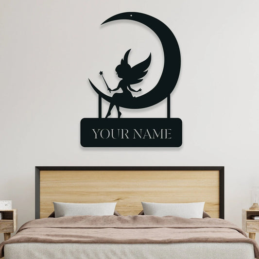 Fairy Metal Art Fairy Room Decor Fairy Sign Fairy Girls Room Decor Fairy And Moon Fairy Wall Art - 8 inches - metal sign