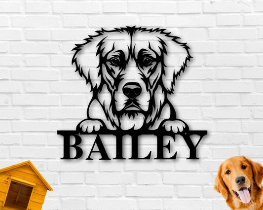 Golden Retriever Dog Sign Golden Retriever Metal Sign Golden Retriever Name Sign Pet Name Sign Dog Lover Sign Gift For Pet Owner Dog - 8 inches - metal sign