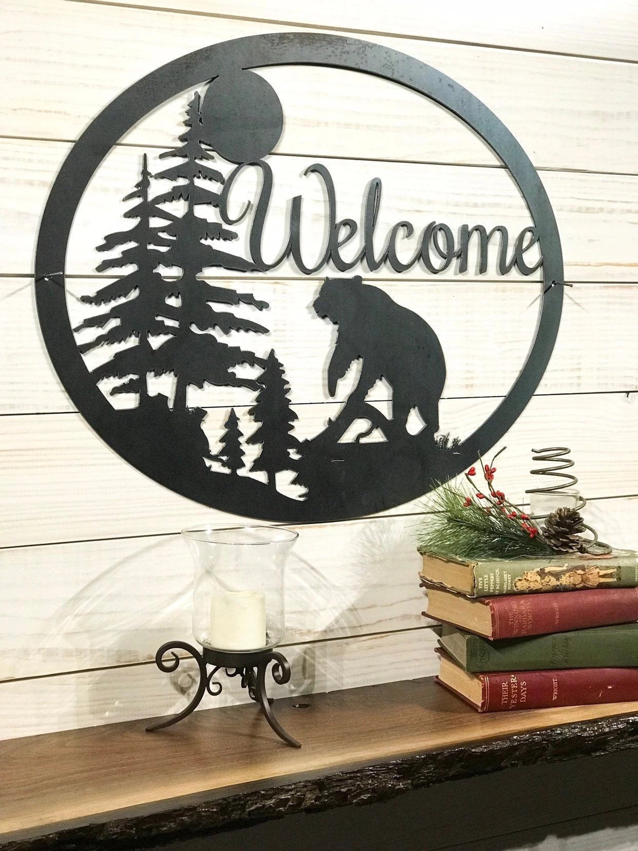Welcome Sign For Front Porch Black Bear Fall Gifts Couple Gift