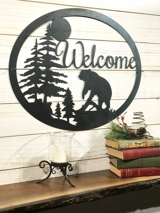 Welcome Sign For Front Porch Black Bear Fall Gifts Couple Gift
