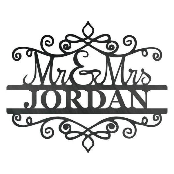 Mr &amp; Mrs Spiral Monogram Customized Metal Signs, Custom Metal Sign, Custom Signs, Metal Sign, Metal Laser Cut Metal Signs Custom Gift Ideas