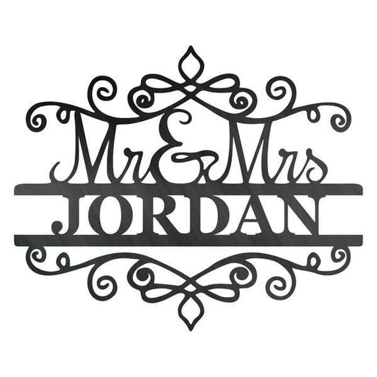 Mr & Mrs Spiral Monogram Customized Metal Signs, Custom Metal Sign, Custom Signs, Metal Sign, Metal Laser - metal sign