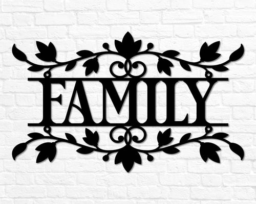 Metal Family Sign Metal Family Wall Decor Family Family Wall Sign Family Metal Word Dining Room Metal Cursive Word Sign