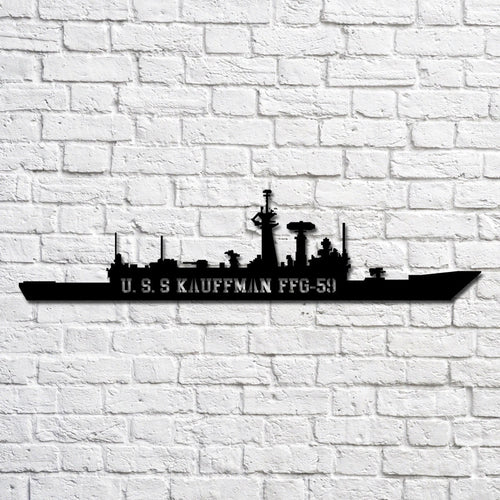 U.s.s Kauffman Ffg59 Navy Ship Metal Art, Gift For Navy Veteran, Navy Ships Silhouette Metal Art, Navy Home Decor Laser Cut Metal Signs Custom Gift Ideas