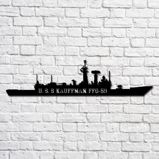 U.s.s Kauffman Ffg59 Navy Ship Metal Art, Gift For Navy Veteran, Navy Ships Silhouette Metal Art, Navy - metal sign