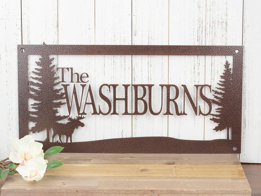 Last Name Sign, Custom Family Name Sign, Metal Name Sign, Personalized House Sign, Lake House Decor - metal sign