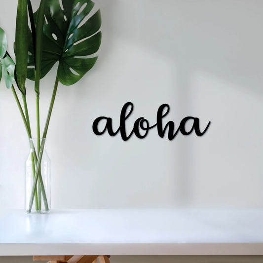 Hawaiian Aloha Sign Metal Wall Word For The Wall Beach Decor Hawaiian Art Door Hanger Travel Sign Hawaii Wedding Travel Gift - 8 inches - metal sign