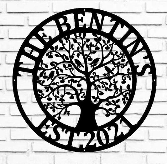 Tree Of Life With Birds Metal Sign Spring Anniversary Gift Wedding Decor Mother's Day Metal Family Name - wedding detail