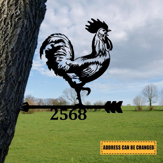 Customized Rooster Tree Stake, Chicken Metal Sign, Farm Decor Laser Cut Metal Signs Custom Gift Ideas - 8 inches - metal sign