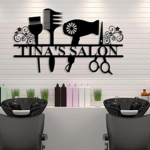 Hair Stylist Salon Metal Sign Name Custom Business Decor Custom Metal Sign Hair Stylist Gift Salon Wall Art