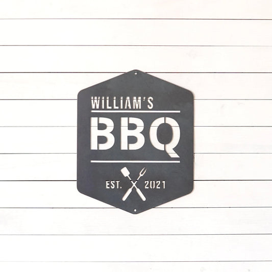 Personalized Bbq Sign, Grill Sign, Metal Bbq Sign, Outdoor Kitchen Sign, Barbeque Sign, Backyard Sign - metal sign