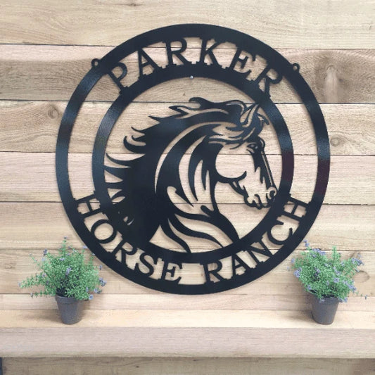 Majestic Horse Ranch Sign Cut Metal Sign Metal House Sign - 8 inches - metal sign