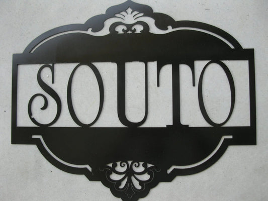Custom Metal Sign With Your Name In Silver Powder Coat Metal House Sign - 8 inches - metal sign