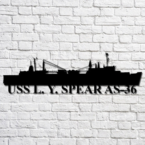 Uss L. Y. Spear As36 Navy Ship Metal Art, Custom Us Navy Ship Cut Metal Sign, Gift For Navy Veteran, Navy Ships Silhouette Metal Art, Navy Home Decor Laser Cut Metal Signs Custom Gift Ideas