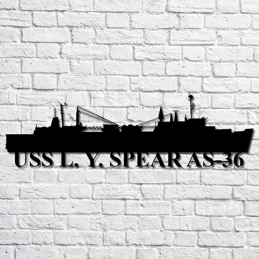 Uss L. Y. Spear As36 Navy Ship Metal Art, Custom Us Navy Ship Cut Metal Sign, Gift For Navy Veteran, Navy - metal sign