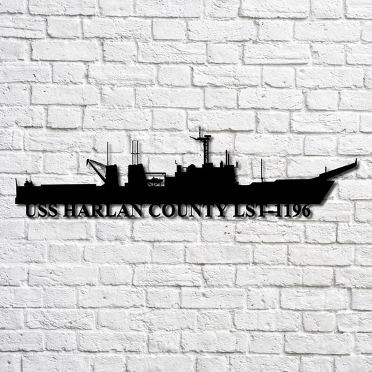Uss Harlan County Lst1196 Navy Ship Metal Art, Custom Us Navy Ship Cut Metal Sign, Gift For Navy Veteran - metal sign