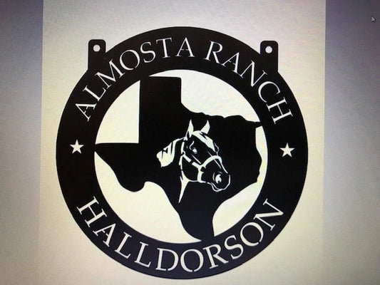 Metal Texas Sign With Horse Head 3ft Sign With Custom Name Metal House Sign - 8 inches - metal sign