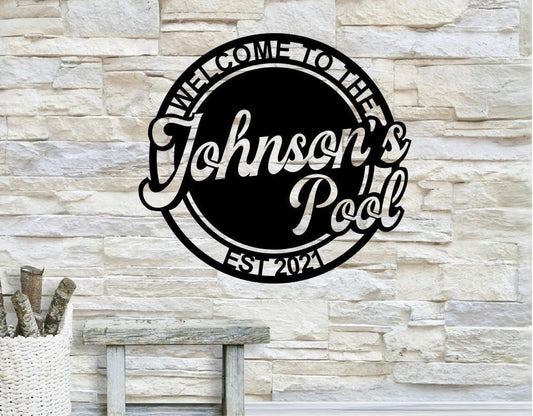 Personalized Backyard Pool Metal Sign, Outdoor Wall Decor, Metal Wall Decor, Pool Decor, Personalized - metal sign