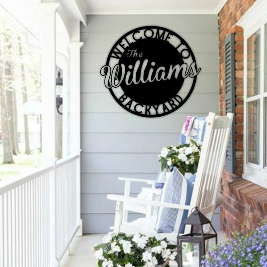 Metal Sign Metal Letter Sign Backyard Family Name Sign Family Sign Circle Sign Last Name Sign Housewarming Gift Sign For Backyard - 8 inches - metal sign