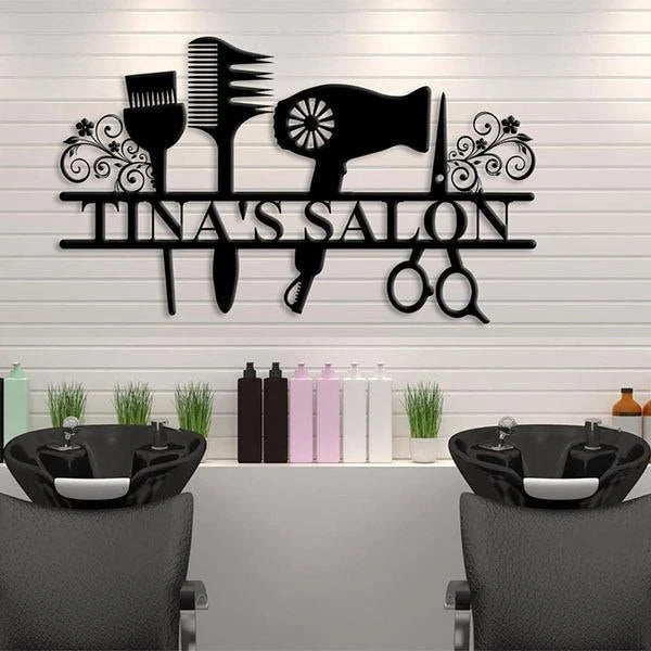 Personalized Hair Salon Metal Sign, Salon Opening Gift, Barber Hair Stylist Gift, Metal Hair Stylist Sign, Metal Sign Booth Laser Cut Metal Signs Custom Gift Ideas