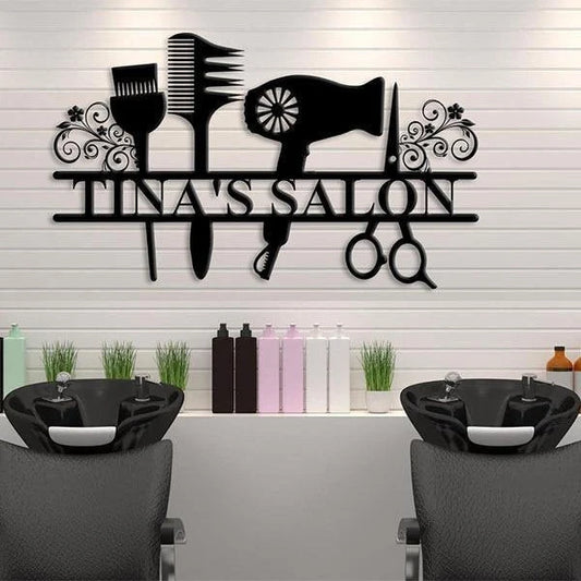 Personalized Hair Salon Metal Sign, Salon Opening Gift, Barber Hair Stylist Gift, Metal Hair Stylist - metal sign
