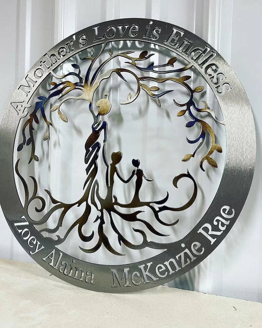 Mother's love is endless Personalized Cut Metal Sign Laser Cut Metal Signs Custom Gift Ideas - metal sign