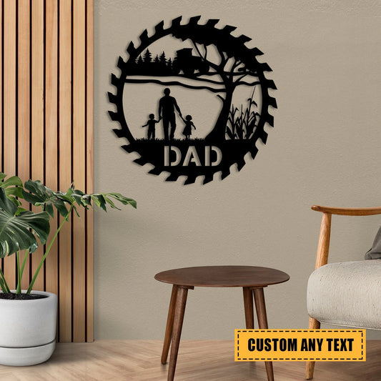 Customized Dad, Little Son And Daughter Metal Art, Farmhouse Art Laser Cut Metal Signs Custom Gift Ideas - 8 inches - metal sign