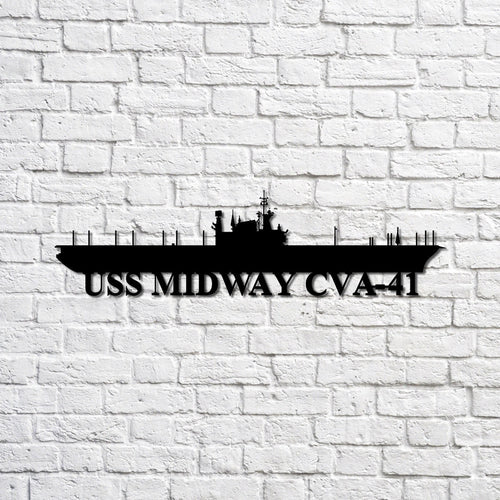 Uss Midway Cva41 Navy Ship Metal Sign, Memory Wall Metal Sign Gift For Navy Veteran, Navy Ships Silhouette Metal Sign Laser Cut Metal Signs Custom Gift Ideas