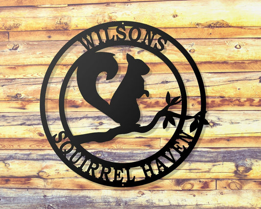 Personalized Squirrel Name Sign, Metal Sign Wall Decor, Metal Sign Outdoor, Indoor Laser Cut Metal Signs Custom Gift Ideas - 8 inches - metal sign