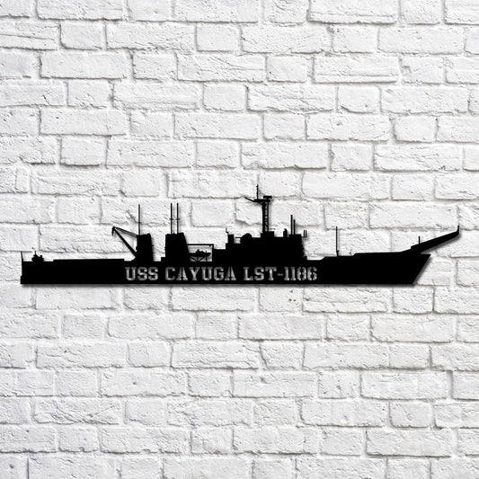 Uss Cayuga Lst1186 Navy Ship Metal Art, Custom Us Navy Ship Cut Metal Sign, Gift For Navy Veteran, Navy - metal sign