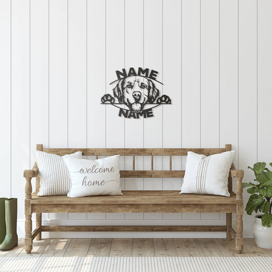 Golden Retriever Head & Paws Metal Wall Decor Golden Retriever Personalized Name Metal Sign Dog Metal - metal sign