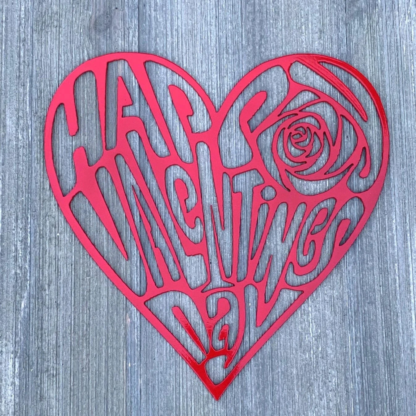 Happy Valentines Day Heart Cut Metal Sign Wall Metal Art